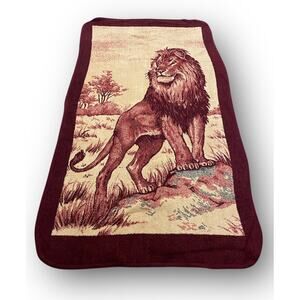 Vintage San Marcos El Original Lion Blanket Dark Red Maroon Acrylic 84”x 44"